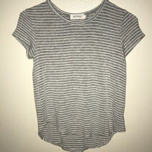 Gray and White Striped T-Shirt